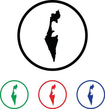 Israel Icon Illustration with Four Color Variations
