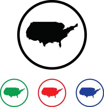 United States of America Icon Illustration with Four Color Variations