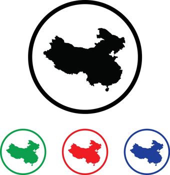 China Icon Illustration with Four Color Variations