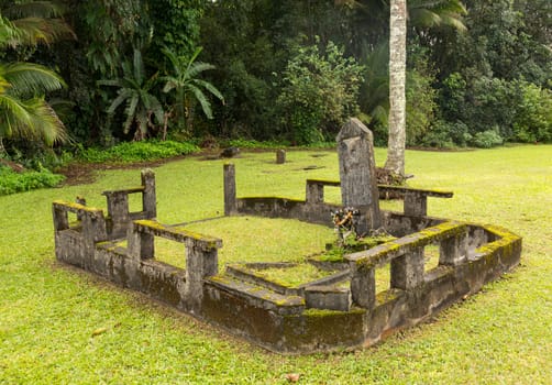 Old abandoned graves in cemetery at Mission church in Hanalei Kauai