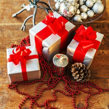 Christmas gift box with christmas balls 