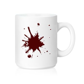 White ceramic mug with splashe , Isolated on a white. (with clipping work path)