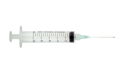 medical Syringe and needle isolated on a white background. (clipping work path included)