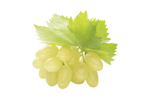 Ripe grapes with leaf, isolated on white background. (with clipping work path)