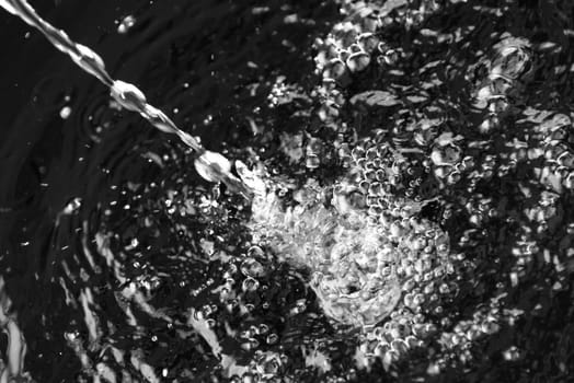 Water splashing in black and white 
