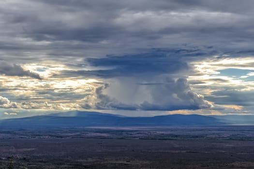 East African Great Rift Valley under the sunset in Kenya.