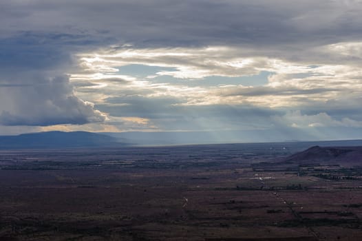 East African Great Rift Valley under the sunset in Kenya.