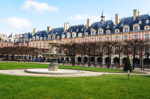The Place des Vosges in Paris France.