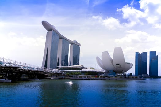 Singapore River, View of Marina Bay, Day in City.