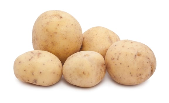 New fresh potatoes isolated on white background