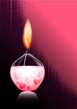 romantic candle, romantic evening, heart, star, love, card in grunge style, inviting, bright flame of a candle, candle, gel, light for lovers, valentine's day, glass, transparent, liquid, candle lamp, capacitance
