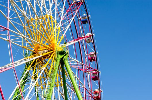 ferris wheel booths with blue sky in japan