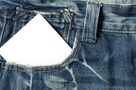 Blank note in a jeans pocket