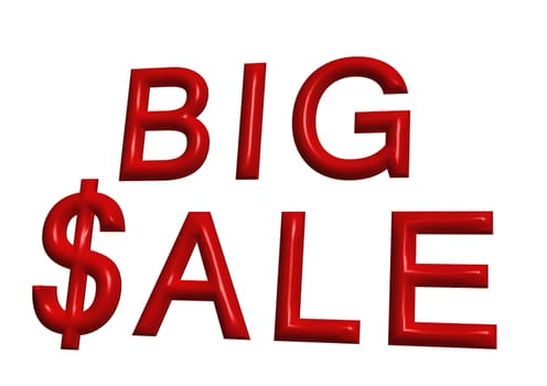 Glossy red three-dimensional inscription Big Sale as a sign.