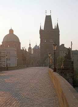 Sunrise at Charles Bridge in Prague