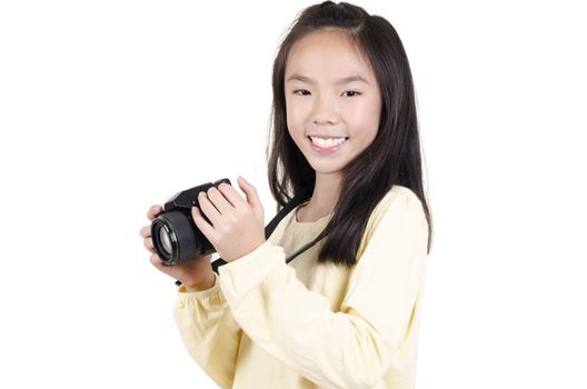 attractive young woman taking pictures