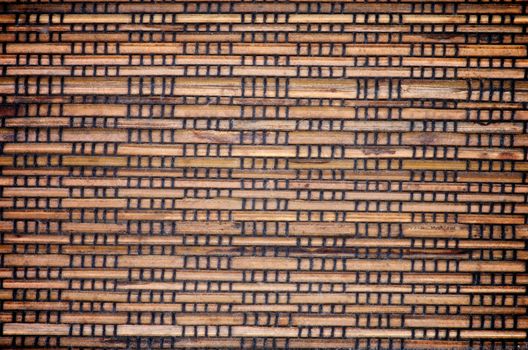 Brown and Beige Wicker Straw Mat Background closeup