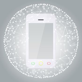 Smart phone and sphere consisting of connections. The concept connections