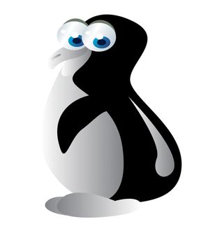 funny penguin cartoon with two big eyes