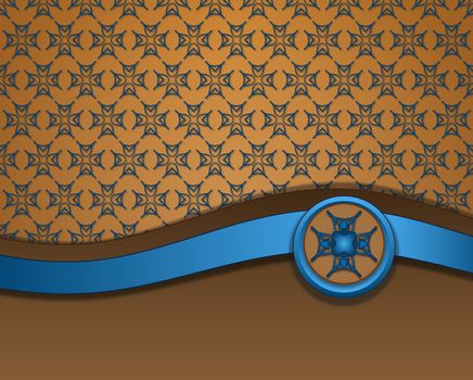 brown background or textile blue line medieval pattern with place for text