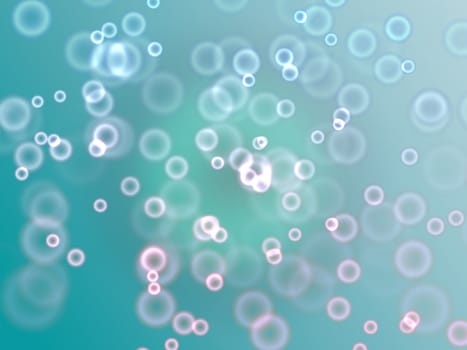 abstract background with white, blue, pink and green bubbles like lights
