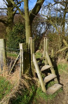 Unusual gate used by walkers to negotiate public rights of way in the English countryside.