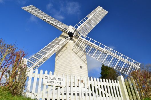 Oldland mill at Keymer Sussex,England. Built early 1700 this fine post mill is now restored to its former glory.