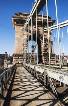 view of the Chain Bridge in Budapest, Hungary