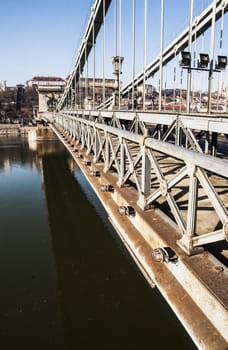 view of the Chain Bridge in Budapest, Hungary