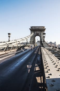 view of the Chain Bridge in Budapest, Hungary