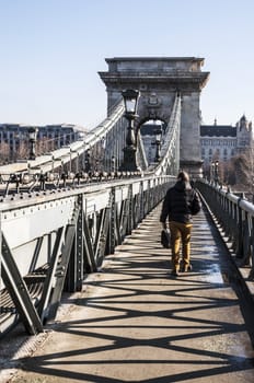 view of the Chain Bridge in Budapest, Hungary