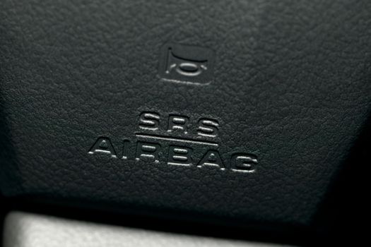 Airbag label on the steering wheel