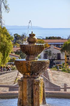 Fountain Pacific Ocean Mission Santa Barbara California.  Founded in 1786 at the end of Father Junipero Serra life.