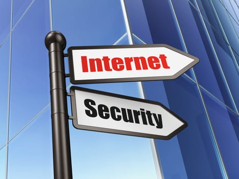 Privacy concept: sign Internet Security on Building background, 3d render