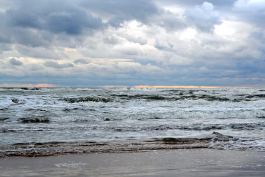 Waves of the Black Sea. Cloudy weather