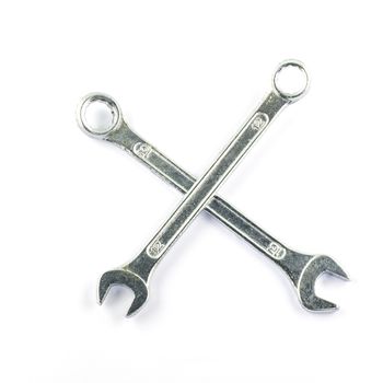 two wrench cross isolated on white background