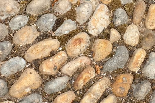 background of large pebbles embedded in concrete