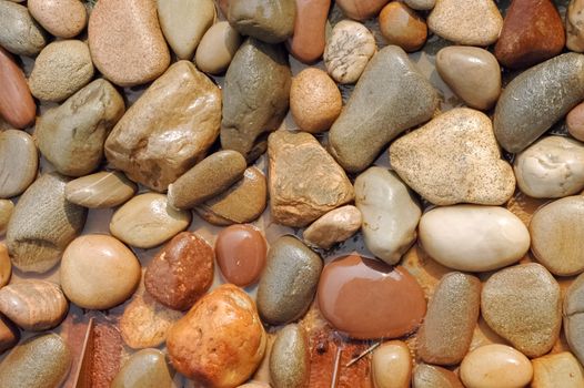background of wet stone and pebbles