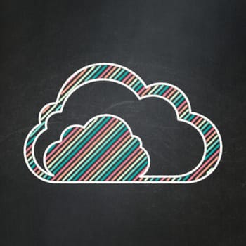 Cloud computing concept: Cloud icon on Black chalkboard background, 3d render