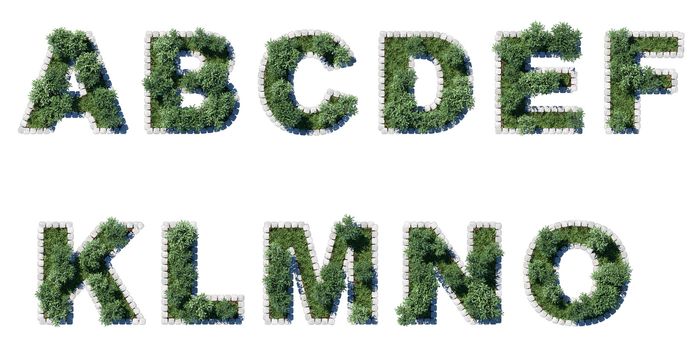 Green park font with grey cubing border. 11 letters