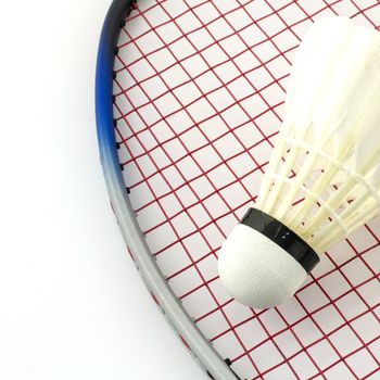 racket badminton with shuttle cock isolated on white background