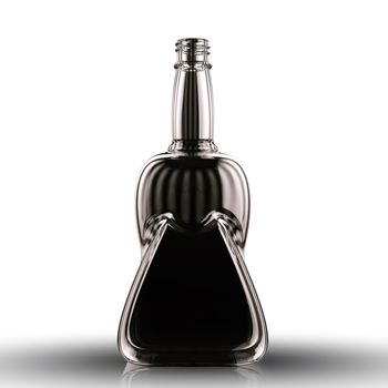 Black Bottle for alcoholic beverages over white background