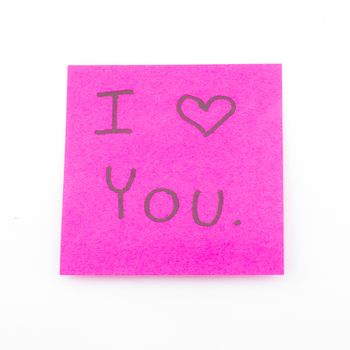 I love you on post it isolated on white background