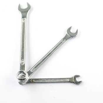 three wrench isolated on white background