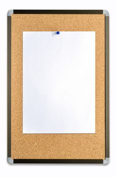 closeup of blank note paper on cork board 