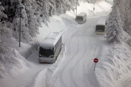 Main road after heavy snowfall