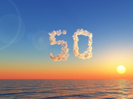 clouds makes the shape of number fifty - 3d illustration