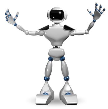 3d illustration of a white robot on white background