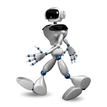 3d illustration of a white robot on white background