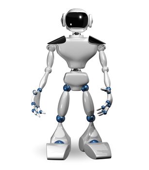 3d illustration of a white robot on white background